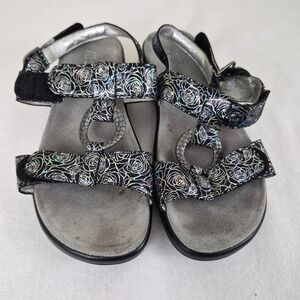 Alegria PG Lite JUL-535‎ Silver Holographic Leather Sandals Womens Sz 39 US 8.5